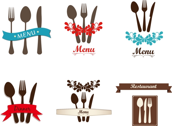 古典风格餐具餐饮菜单图标