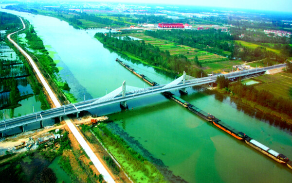 航拍宿迁运河大桥图片