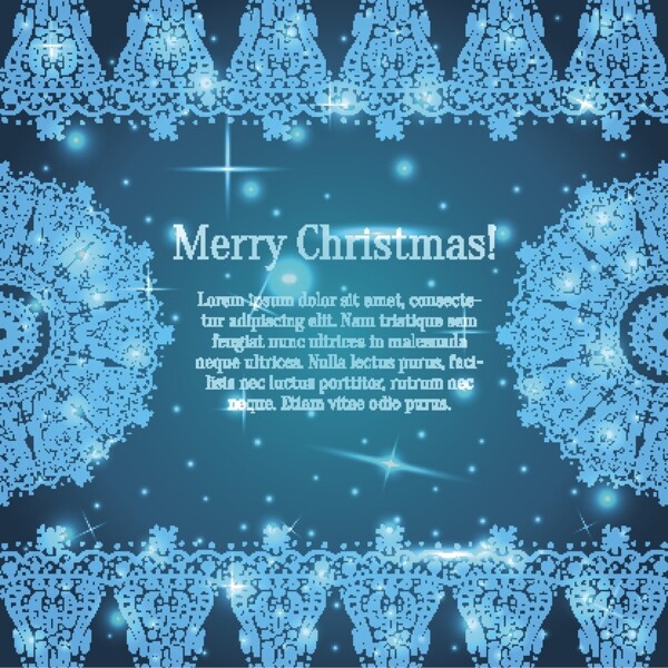 闪亮的蓝色圣诞卡设计矢量图03