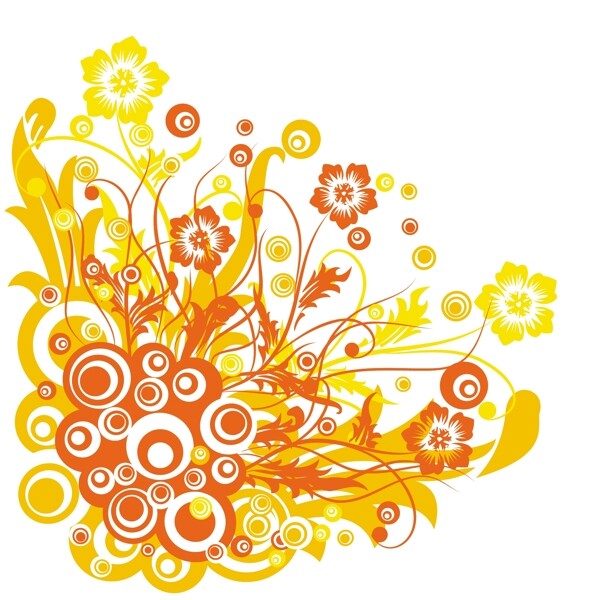 黄色花卉元素背景