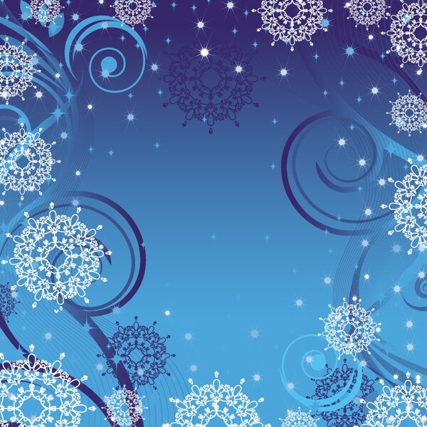 蓝色动感雪花背景图片