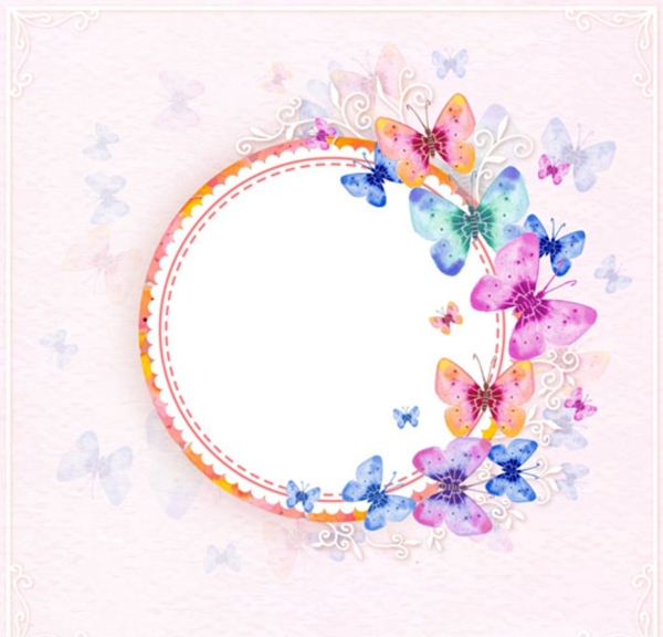 手绘水彩春季蝴蝶框架
