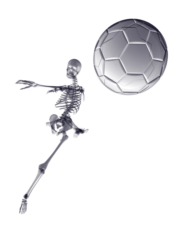 踢足球的骷髅图片