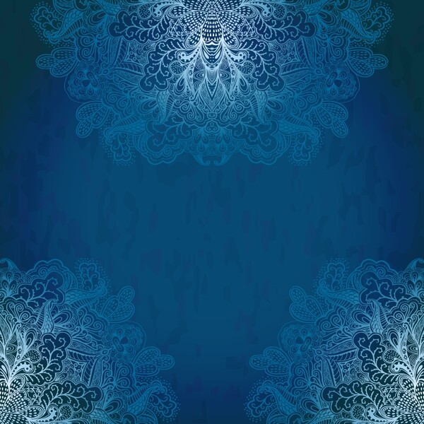 蓝色古典花纹背景矢量素材