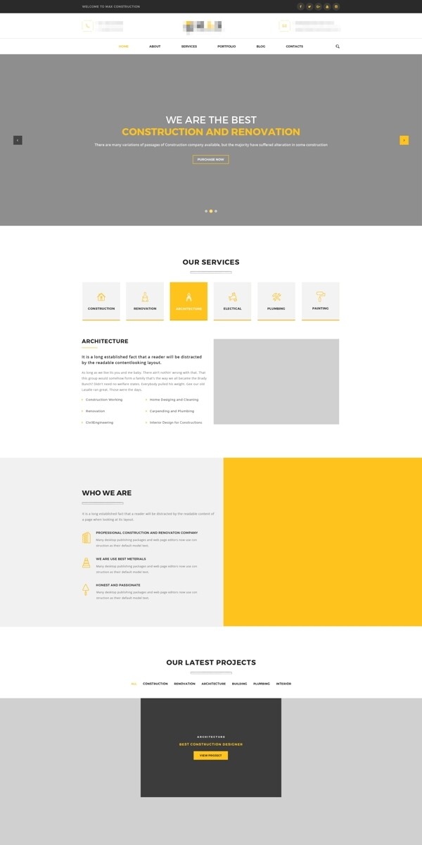 黄色的企业电子科技商务响应式网站模板