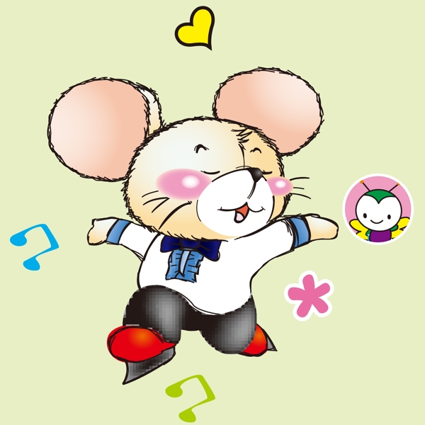 印花矢量图卡通动物老鼠音符色彩免费素材
