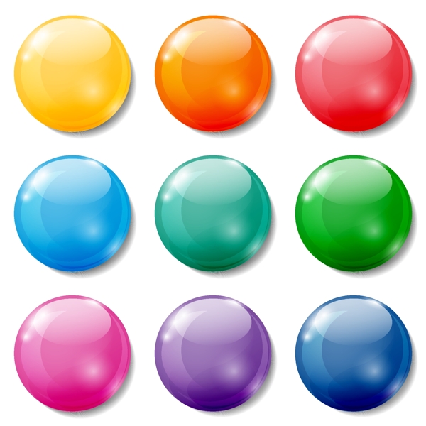 彩色水晶球按钮图标矢量素材1