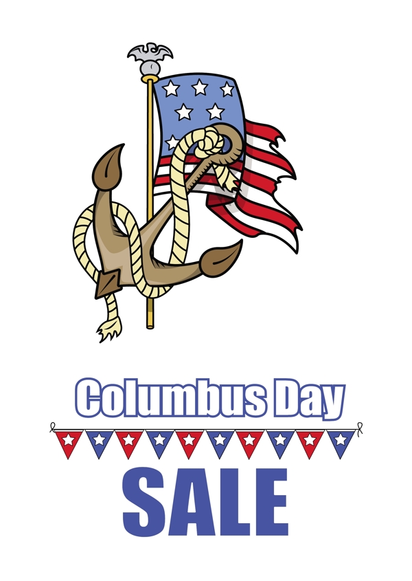 哥伦布日锚美国国旗矢量的旗帜