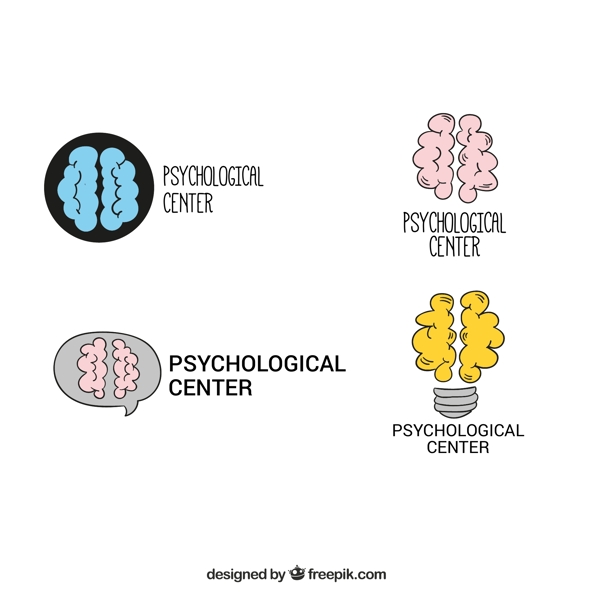 几种手绘心理标志与装饰脑
