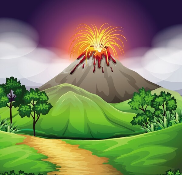 火山背景设计