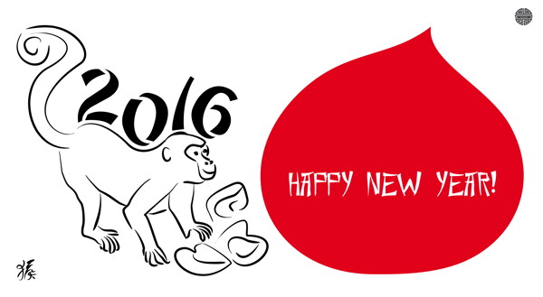 2016年猴年简笔画背景图片