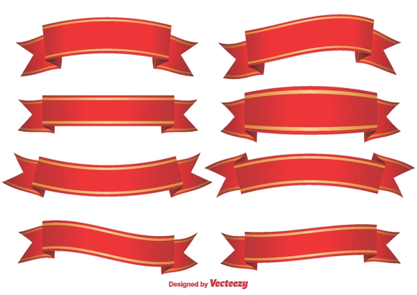 金边红色丝带条幅矢量素材图片