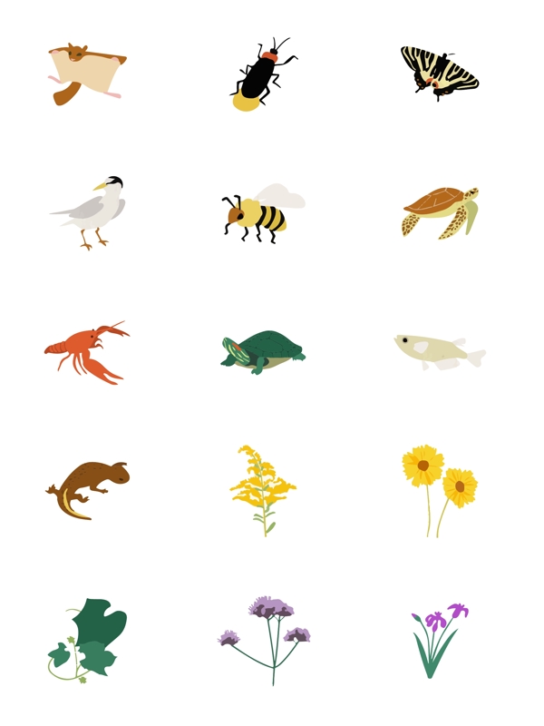 植物动物类插画图标系列