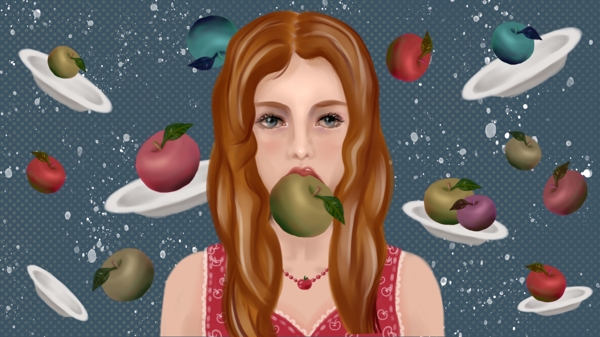 夏日水果系列之不开心的性感苹果女孩
