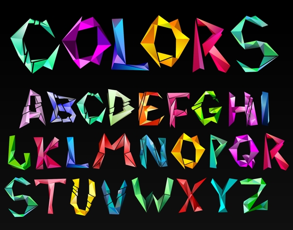 彩色立体字母矢量素材