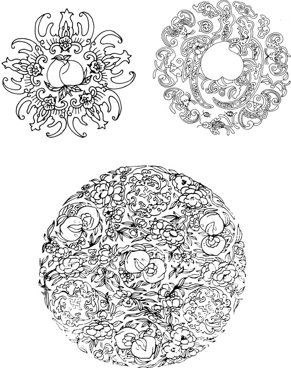 植物瓜果纹桃子蝙蝠古典花纹水果纹图片