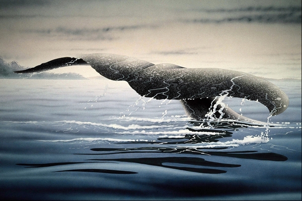 鲸动物丙烯画装饰画0004