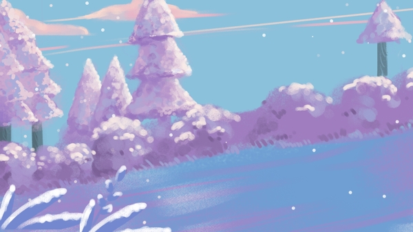 立冬冬季雪景紫色梦幻背景设计