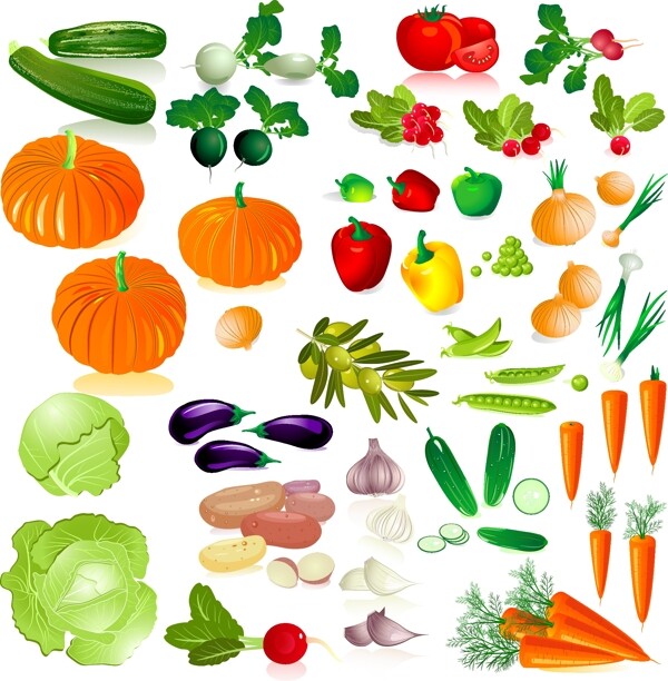 新鲜水果蔬菜矢量素材