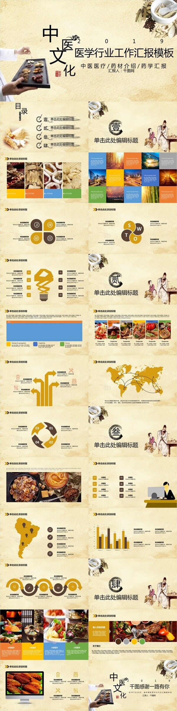 创意古典医学行业工作汇报PPT模板