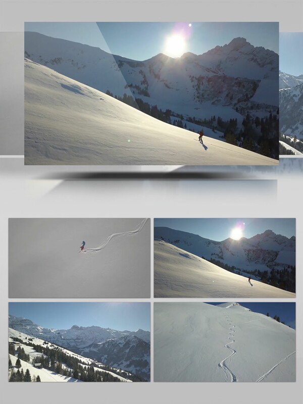冬天雪山滑雪高清视频素材