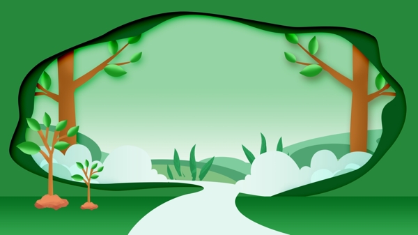 卡通风植树节爱护环境宣传展板背景