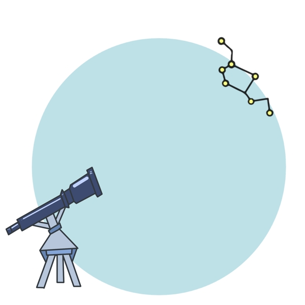 望远镜边框手绘插画