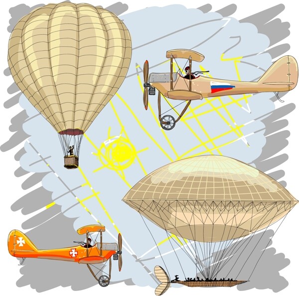 飞艇和热气球图片