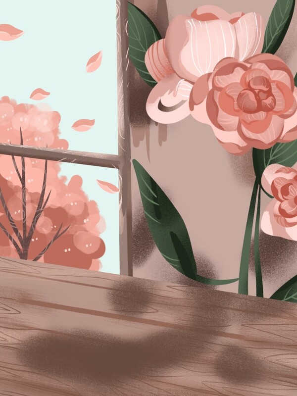 手绘粉色花朵背景设计