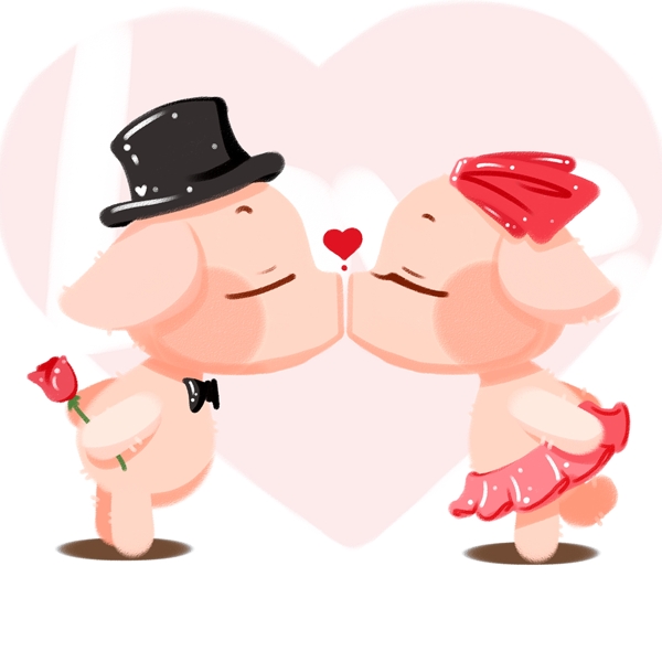 卡通浪漫情侣猪素材设计