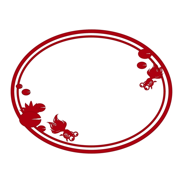 椭圆形中国风古典红色边框PNG素材