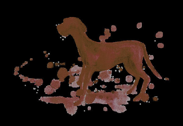 手绘水墨咖啡色狗装饰图案素材