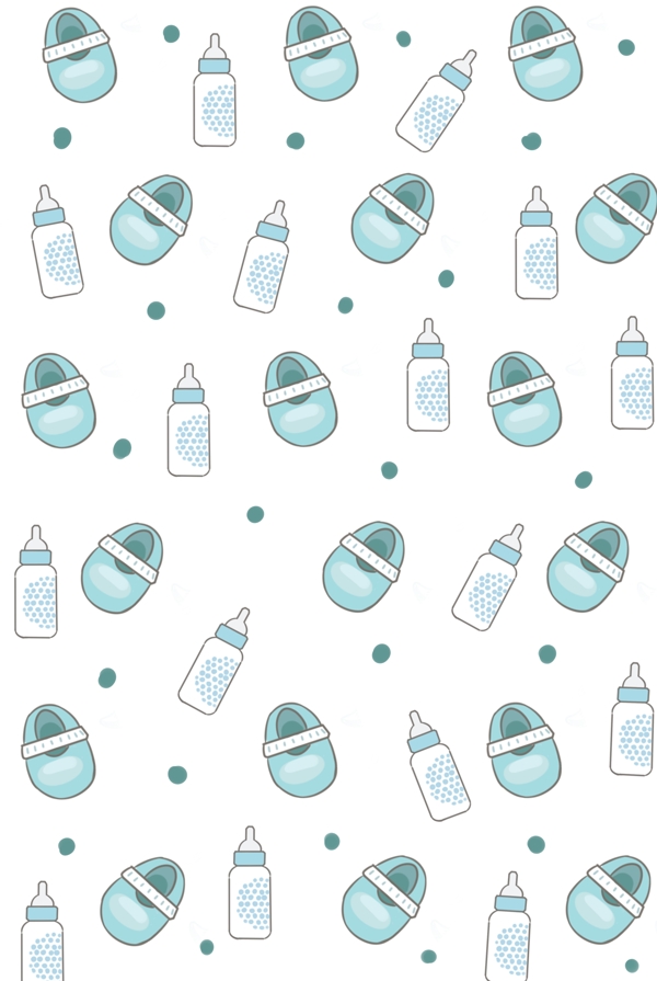 母婴蓝色奶瓶底纹插画