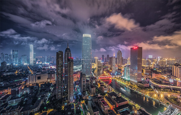 天津繁华城市夜景