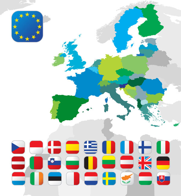 欧盟旗帜和标志矢量素材03