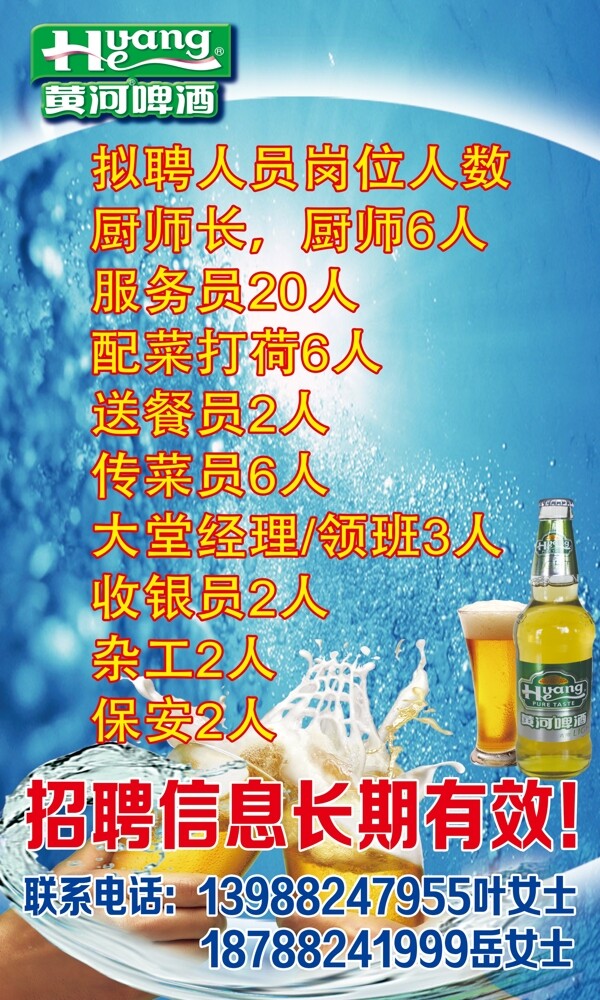 黄河啤酒招聘海报