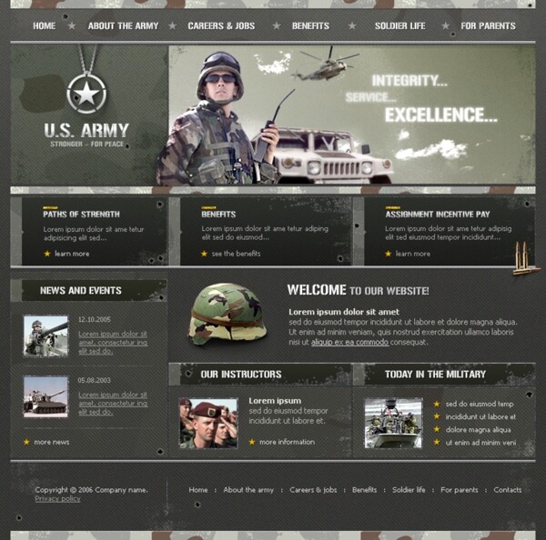美国军事网站模板包含htmlflashcss图片