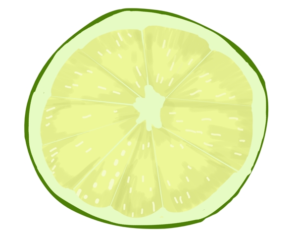 切开的绿色柠檬插画