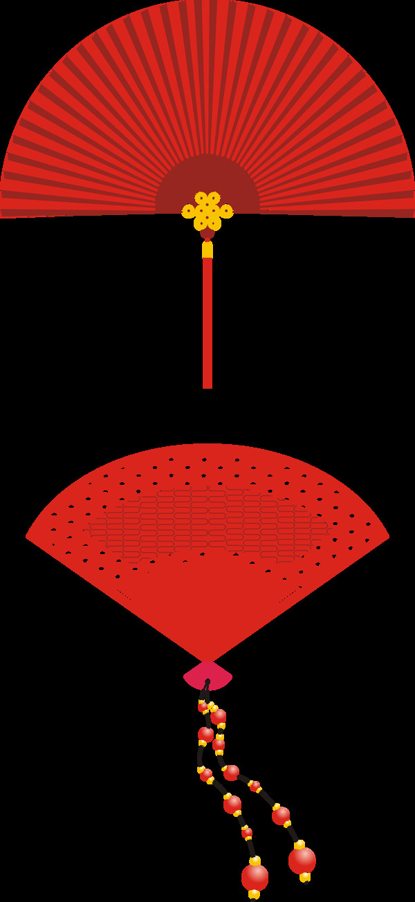 中国风传统设计半圆折扇年货节透明素材