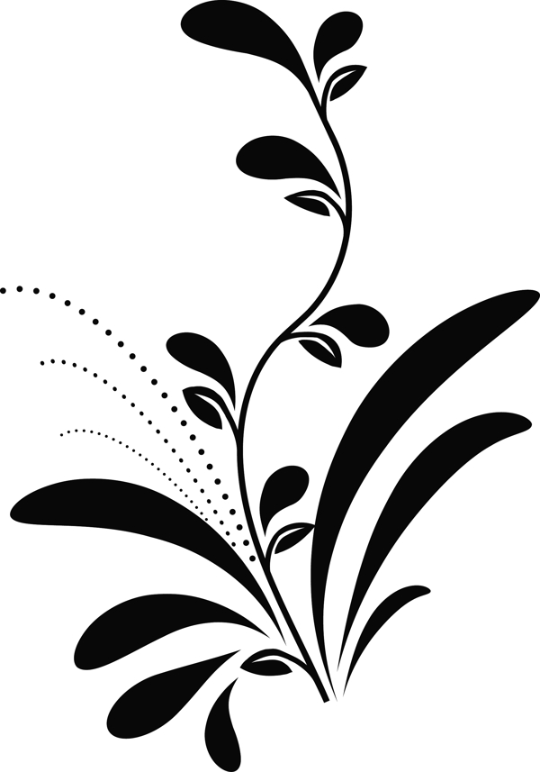 黑白植物花纹矢量素材