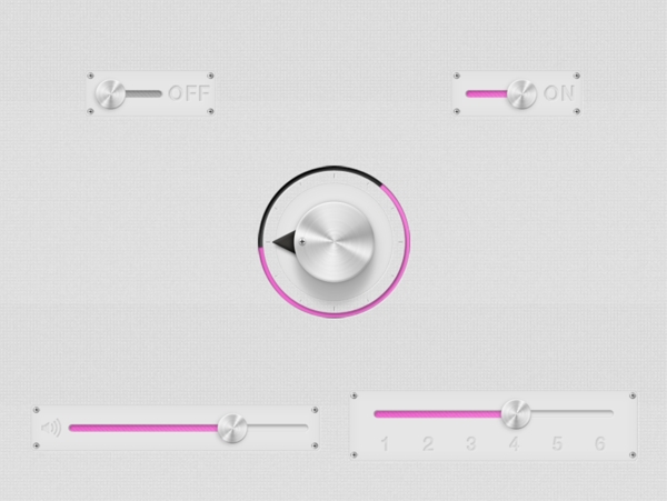 灰粉色网页音乐金属质感进度条旋转按钮图标