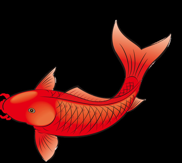 中国风红色鲤鱼彩绘元素图
