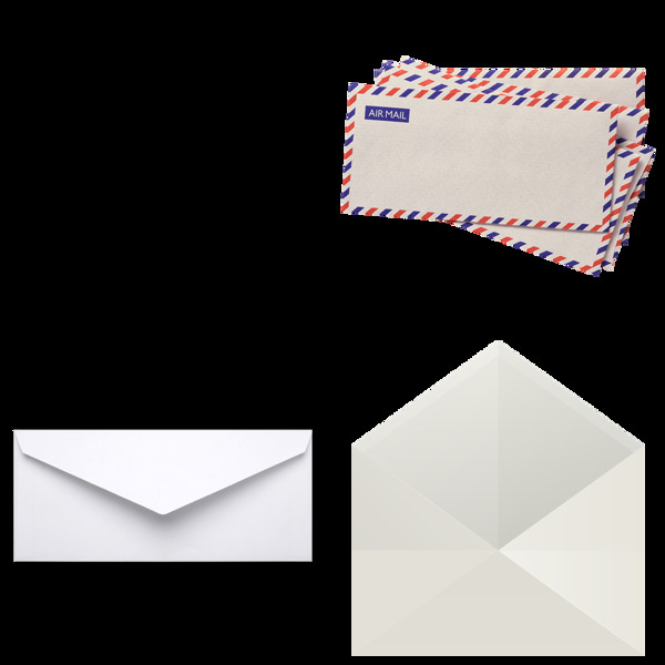 四种创意信封图标免抠png透明图层素材