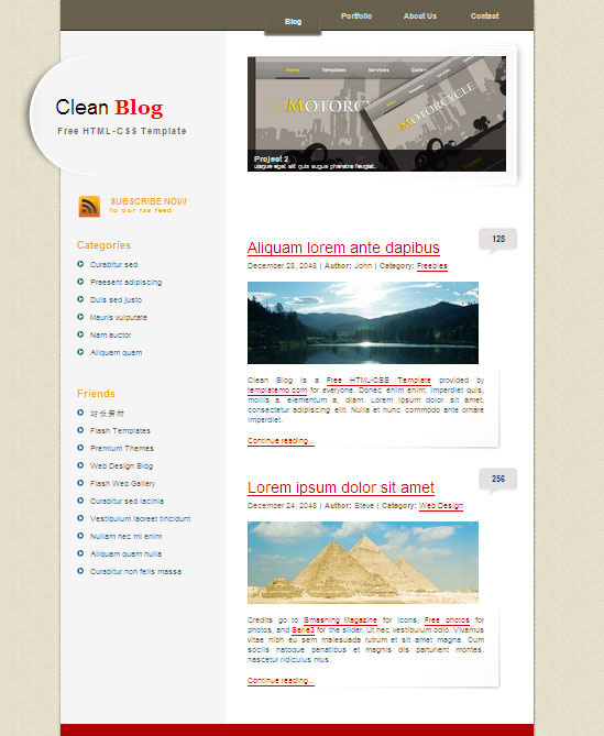 清洁博客CSS网页模板