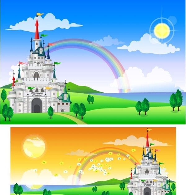 卡通城堡矢量图图片