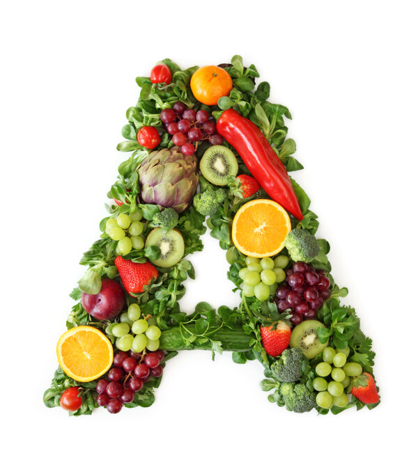 蔬菜水果组成的字母A