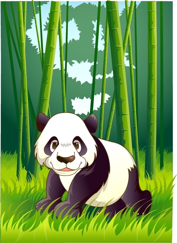 可爱动物绿色森林熊猫图片