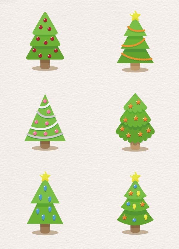 小清新6组圣诞节圣诞树元素设计
