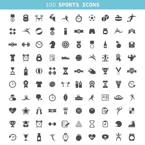 100个体育运动图标AI
