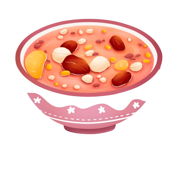 手绘一碗美味的腊八粥美食元素设计